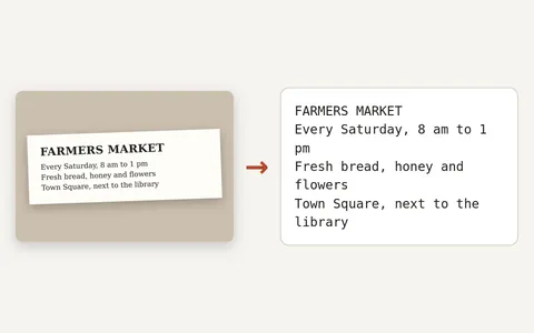 A photo of a printed market notice next to the text read out of it